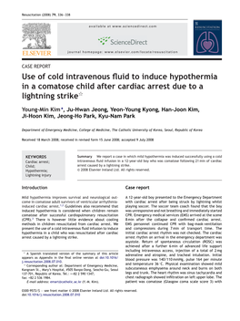 Use of Cold Intravenous Fluid to Induce Hypothermia in a Comatose Child