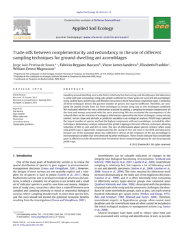 Applied Soil Ecology Trade-Offs Between Complementarity And