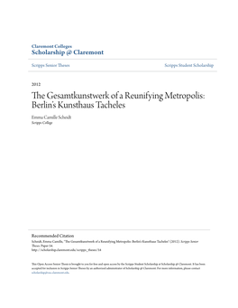 The Gesamtkunstwerk of a Reunifying Metropolis: Berlinâ•Žs Kunsthaus