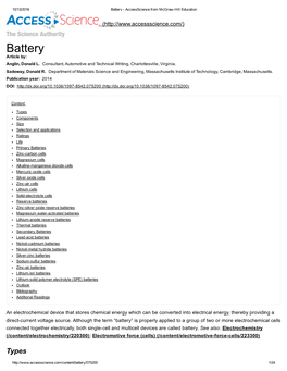 Battery ­ Accessscience from Mcgraw­Hill Education