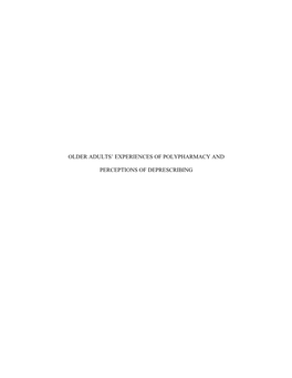 Older Adults' Experiences of Polypharmacy And