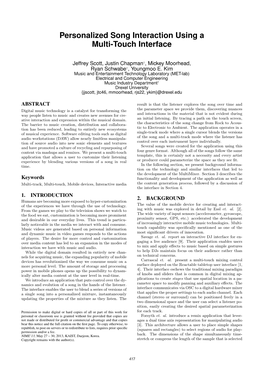 Personalized Song Interaction Using a Multi-Touch Interface