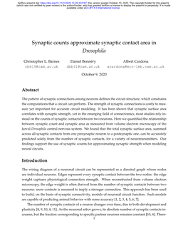 Synaptic Counts Approximate Synaptic Contact Area in Drosophila