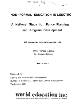 NON-FORMAL EDUCATION in LESOTHO: a National Study For