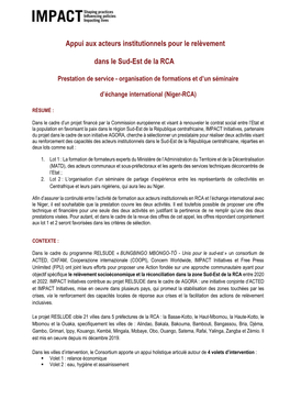 Appui Aux Acteurs Institutionnels Pour Le Relèvement Dans Le Sud-Est De La