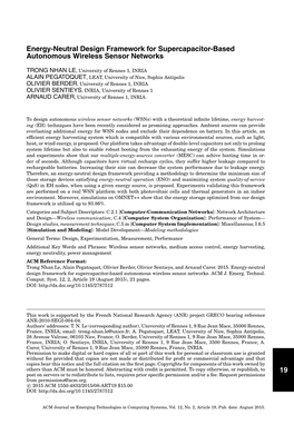 19 Energy-Neutral Design Framework for Supercapacitor-Based Autonomous Wireless Sensor Networks