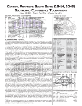 Central Arkansas Sugar Bears (16-14, 10-6) Southland Conference Tournament Nov