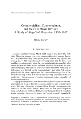 Commercialism, Counterculture, and the Folk Music Revival: a Study of Sing Out! Magazine, 1950–1967