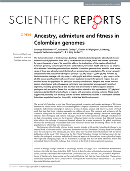 Ancestry, Admixture and Fitness in Colombian Genomes