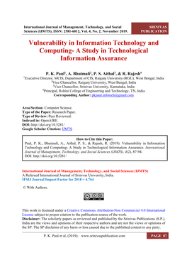 Vulnerability in Information Technology and Computing- a Study in Technological Information Assurance