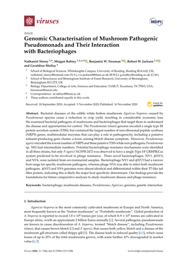 Genomic Characterisation of Mushroom Pathogenic Pseudomonads and Their Interaction with Bacteriophages