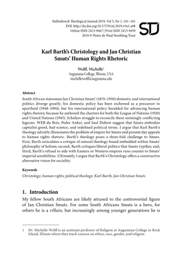 Karl Barth's Christology and Jan Christian Smuts' Human Rights