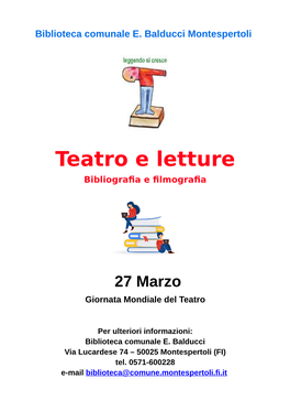 Teatro E Letture Bibliografia E Filmografia