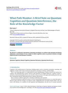 A Brief Note on Quantum Cognition and Quantum Interference, the Role of the Knowledge Factor