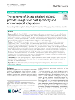 The Genome of Ensifer Alkalisoli YIC4027 Provides Insights for Host