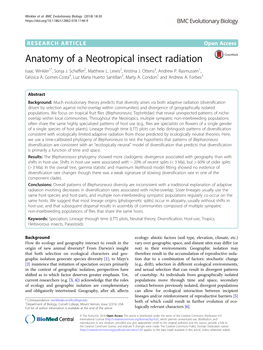 Anatomy of a Neotropical Insect Radiation Isaac Winkler1*, Sonja J