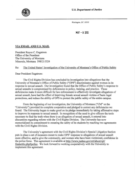 UM Office of Public Safety Letter of Findings