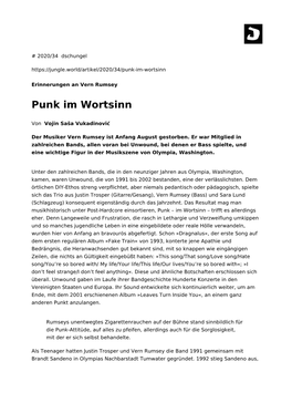 Punk Im Wortsinn