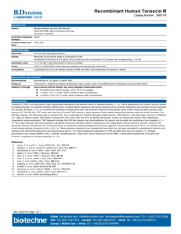 Recombinant Human Tenascin R Catalog Number: 3865-TR