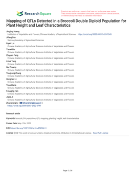 Mapping of Qtls Detected in a Broccoli Double Diploid Population for Plant Height and Leaf Characteristics