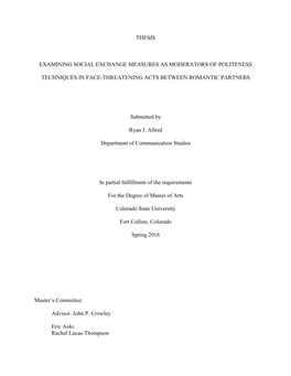 Thesis Examining Social Exchange Measures As