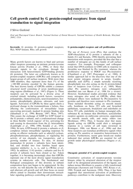 Cell Growth Control by G Protein-Coupled Receptors: from Signal Transduction to Signal Integration