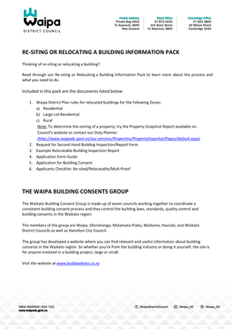 Re-Sited and Relocated Building Information Pack