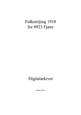 Folketeljing 1910 for 0923 Fjære Digitalarkivet