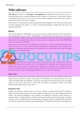 Wiki Software 1 Wiki Software