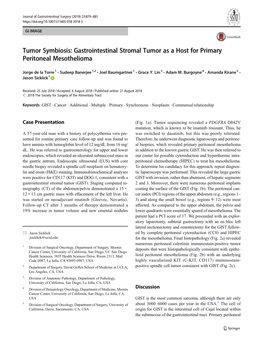 Gastrointestinal Stromal Tumor As a Host for Primary Peritoneal Mesothelioma