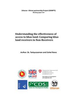 Understanding the Effectiveness of Access to Khas Land: Comparing Khas Land Receivers to Non-Receivers