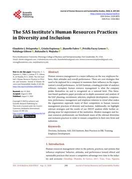 The SAS Institute's Human Resources Practices in Diversity and Inclusion