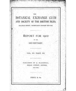 Botanical Exchange Club Report for 1912, Vol. 3 Pt. 3