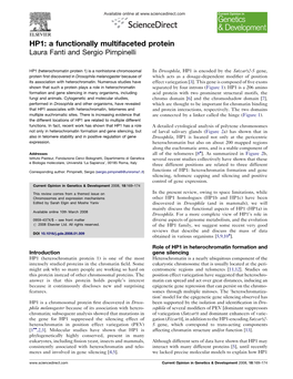 HP1: a Functionally Multifaceted Protein Laura Fanti and Sergio Pimpinelli