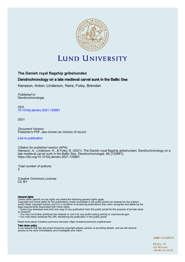 Dendrochronology on a Late Medieval Carvel Sunk in the Baltic Sea Hansson, Anton; Linderson, Hans; Foley, Brendan