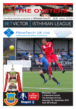 Whitstable Town V Folkestone Invicta the Emirates FA Cup Saturday 7Th