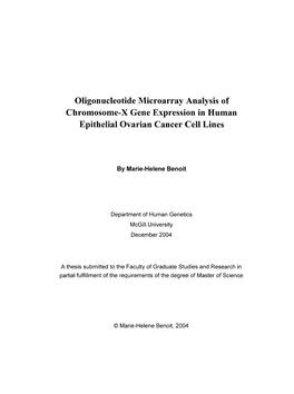 Oligonucleotide Microarray Analysis of Chromosome-X Gene Expression in Ruman Epithelial Ovarian Cancer Cell Lines