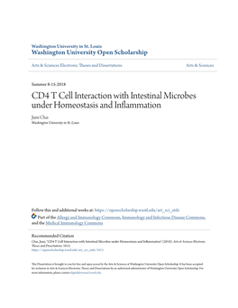 CD4 T Cell Interaction with Intestinal Microbes Under Homeostasis and Inflammation Jiani Chai Washington University in St