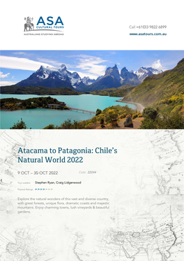 Atacama to Patagonia: Chile's Natural World 2022