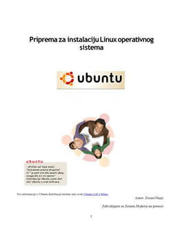 Priprema Za Instalaciju Linux Operativnog Sistema