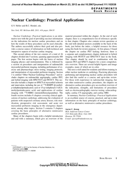 Nuclear Cardiology: Practical Applications