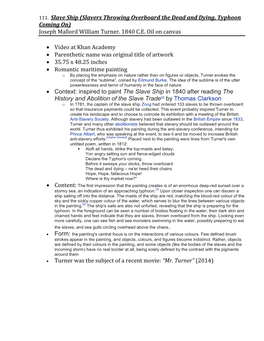 111. Slave Ship (Slavers Throwing Overboard the Dead and Dying, Typhoon Coming On) Joseph Mallord William Turner
