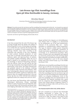 Late Bronze Age Flint Assemblage from Open-Pit Mine Reichwalde in Saxony, Germany