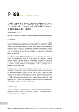 De La Cepa a La Copa, Pasando Por La Bota. Las Rutas De Comercialización Del Vino En El Condado De Huelva