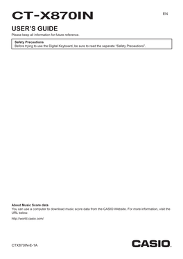 CT-X870IN EN USER’S GUIDE Please Keep All Information for Future Reference