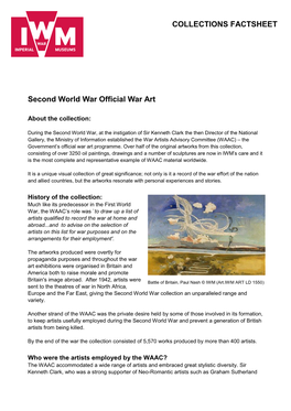 COLLECTIONS FACTSHEET Second World War Official War