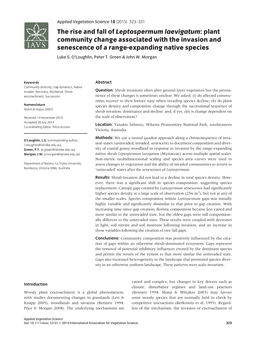 The Rise and Fall of Leptospermum Laevigatum:Plant Community Change Associated with the Invasion and Senescence of a Range-Expanding Native Species Luke S