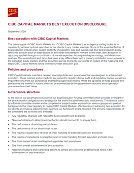 CIBC Best Execution Policy