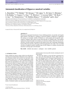 Automated Classification of Hipparcos Unsolved Variables