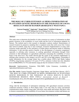 The Role of Cyber Extension As Media Information of Plantation Genetic Resources in the Insurance of Cocoa Results in South Manokwari Regency West Papua